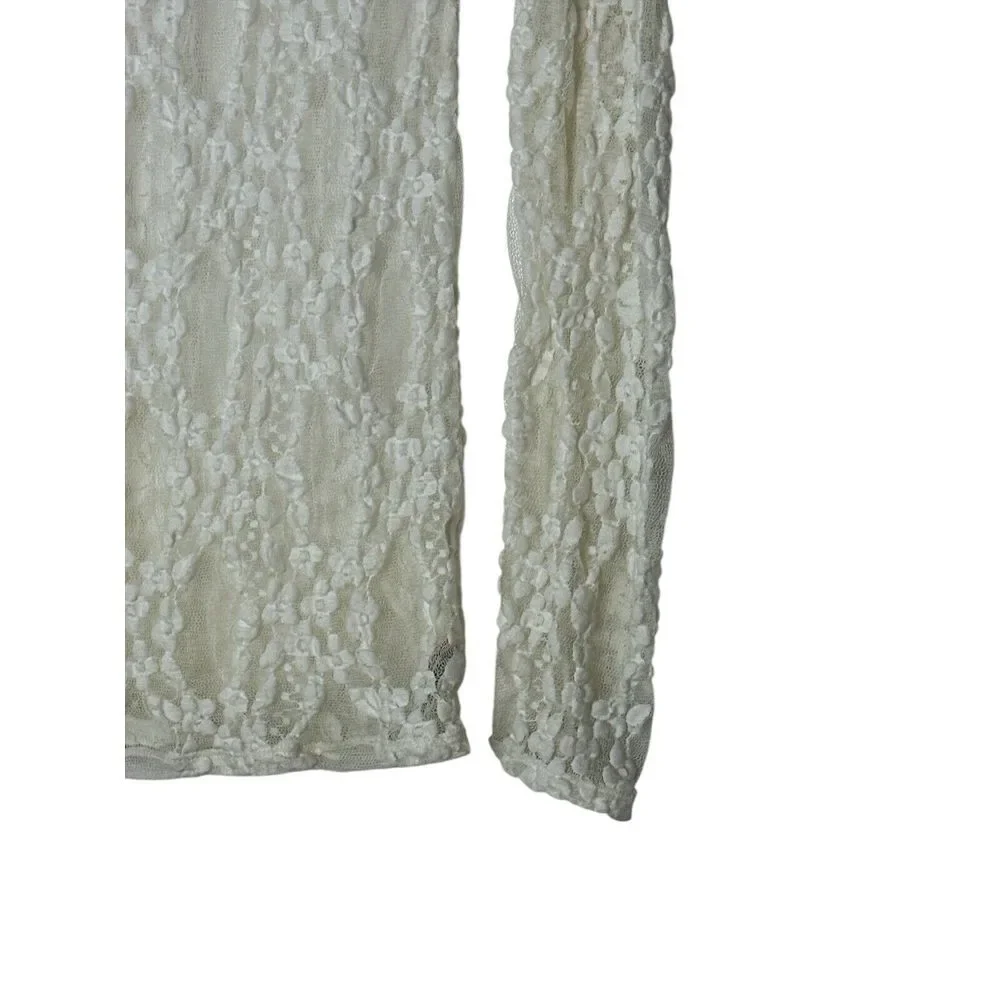 Free People Intimately Top Women Small White Lace‎ Long Sleeve Bodycon Coquette